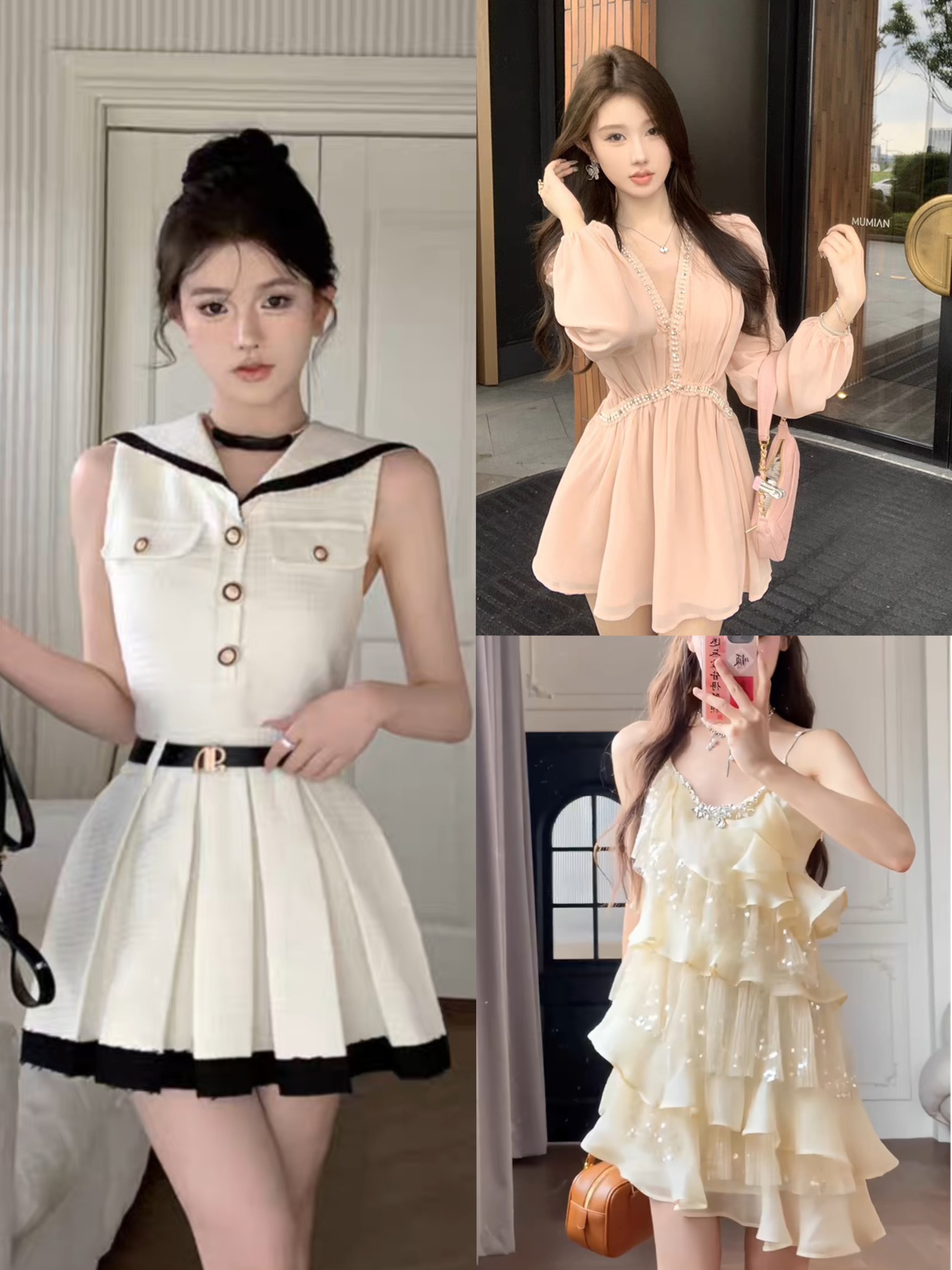 B1101-1200 轻奢高级感气质收腰显瘦时尚连衣裙