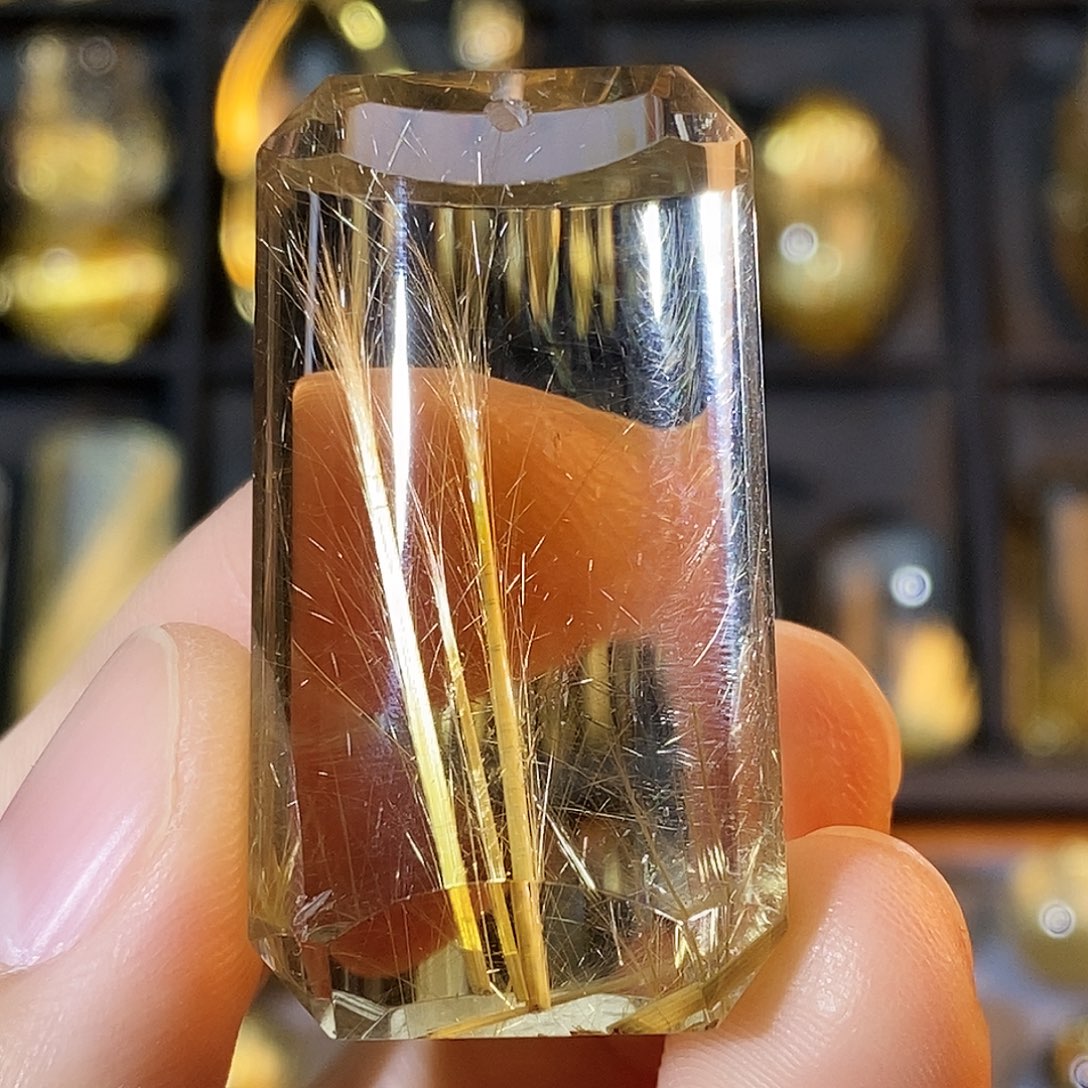 颈饰未镶嵌水晶天然钛晶发晶立体无事牌吊坠