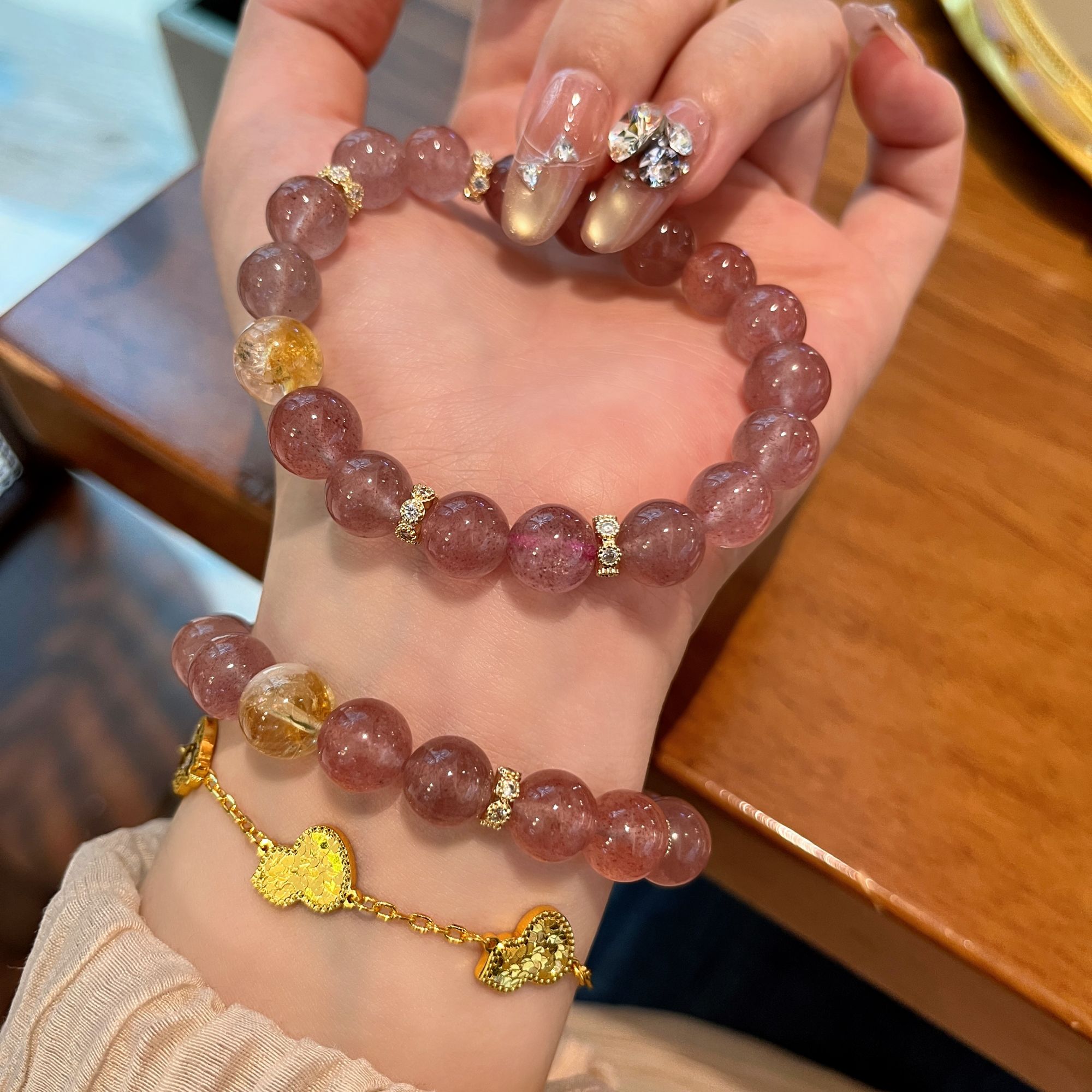【莓烦恼】10mm草莓晶+黄塔晶 天然黄塔晶女款适合送闺蜜女友 A279