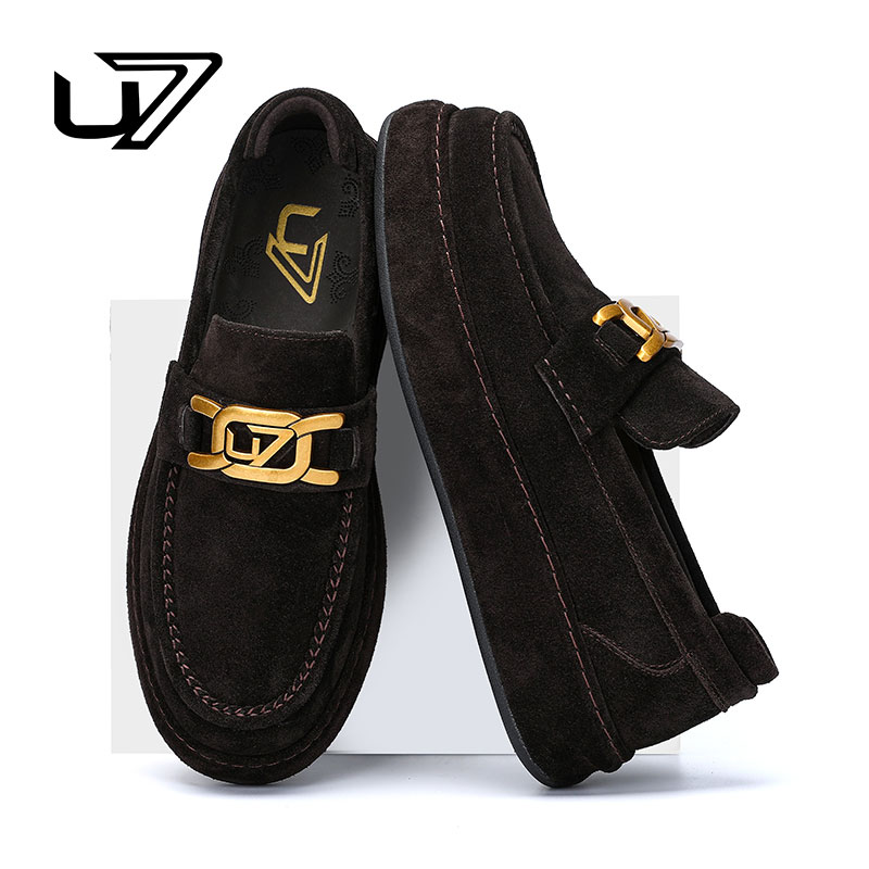 U7品牌男鞋 牛皮 新款高端透气百搭男士时尚潮流轻便休闲皮鞋