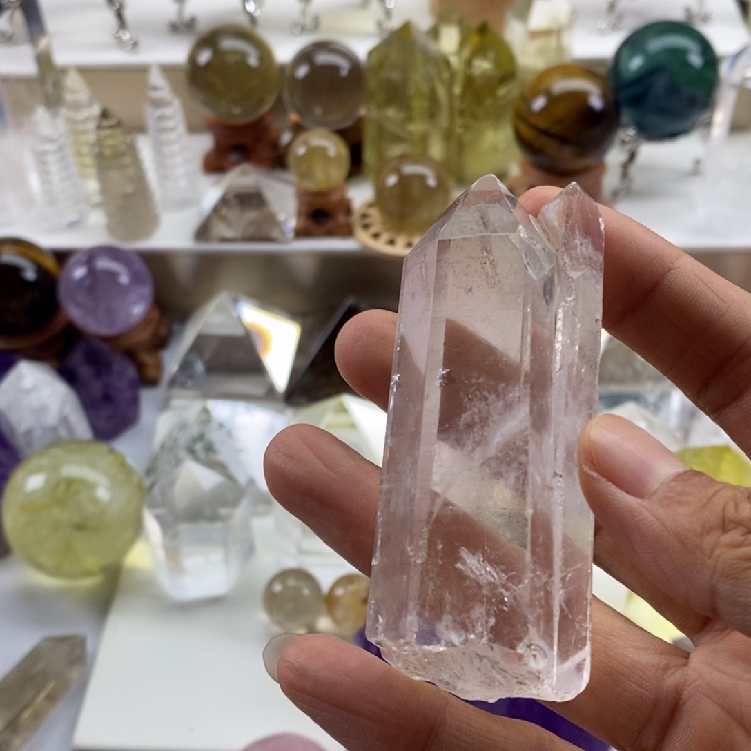 未镶嵌摆件水晶天然白水晶柱半成品