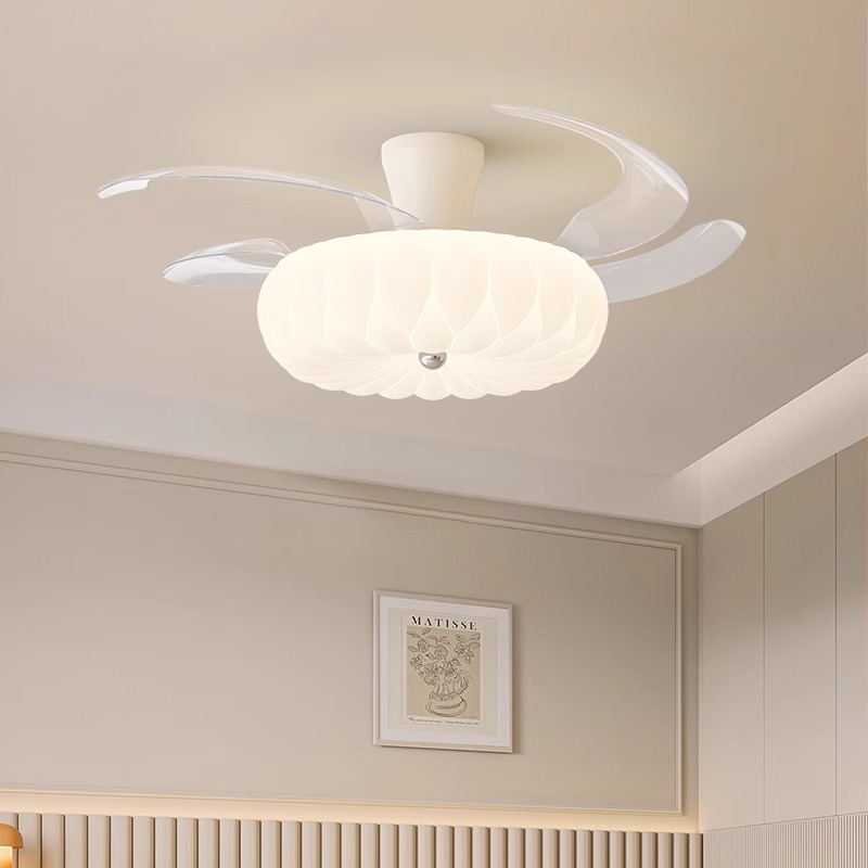2024年新款 卧室灯风扇灯家用客餐厅吸顶灯奶油风护眼隐形吊扇灯