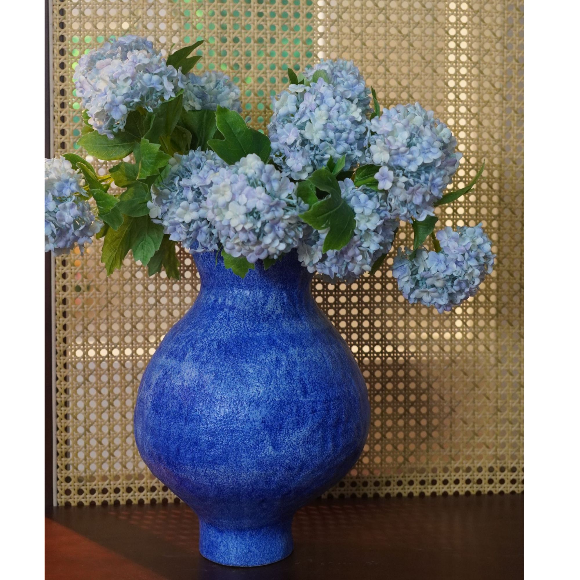 景德镇手绘艺术感花瓶大号磨砂蓝13cm 高33cm）