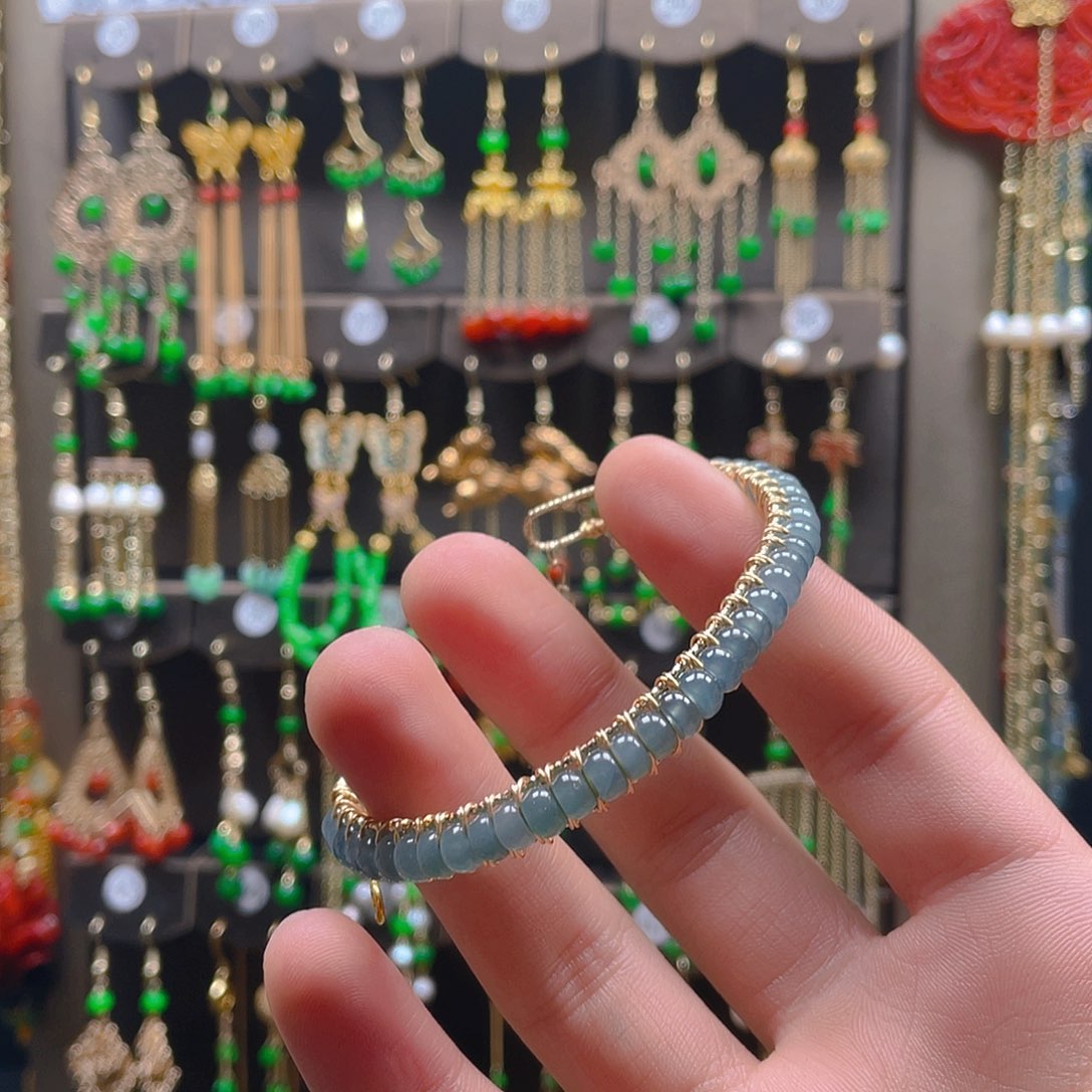 翡翠耳饰合金翡翠