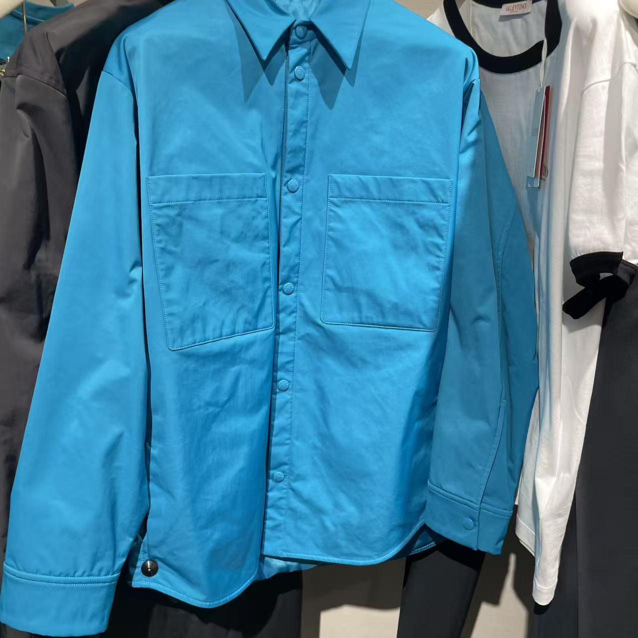 未使用 Valentino/华伦天奴 男款休闲百搭衬衫运动衬衣男装蓝色