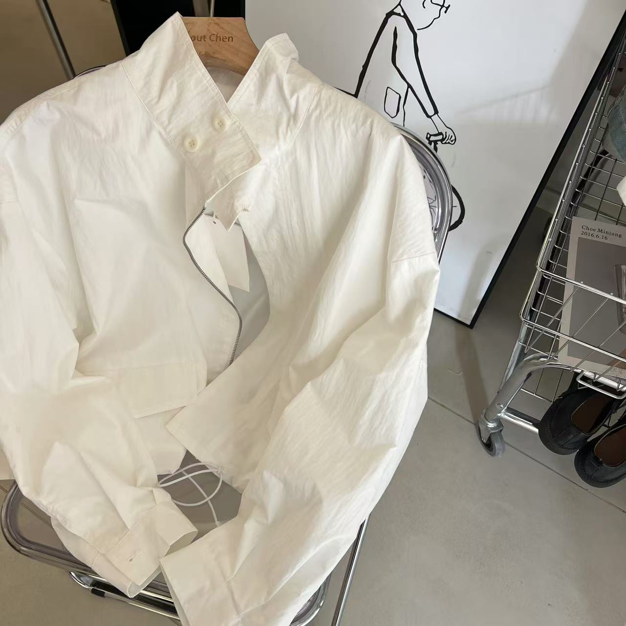 简约 纯色 休闲 立领冲锋衣外套