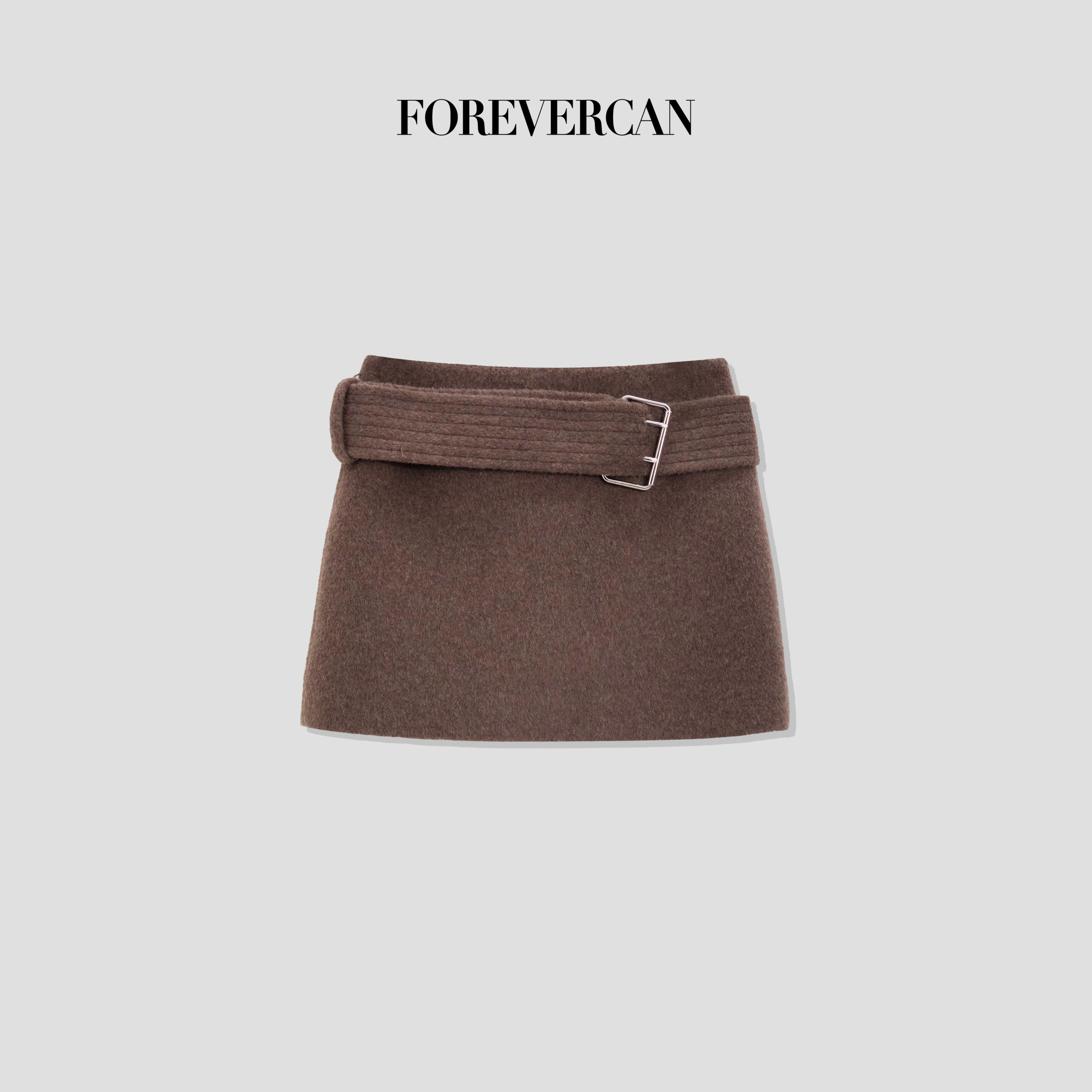 FOREVERCAN“比例玩家”客订高比例羊毛呢不规则包臀半身裙 SD22460