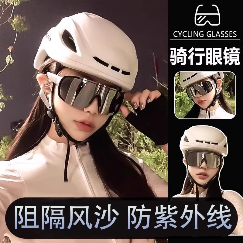 夜骑日夜两用墨镜防风变色骑行眼镜潮反光运动护目滑雪镜骑车ins