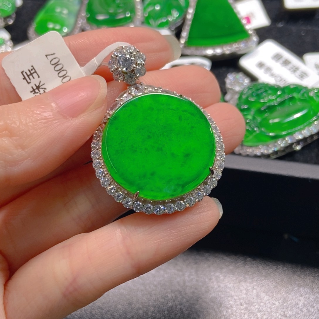 翡翠吊坠(不含链)银S925镶嵌