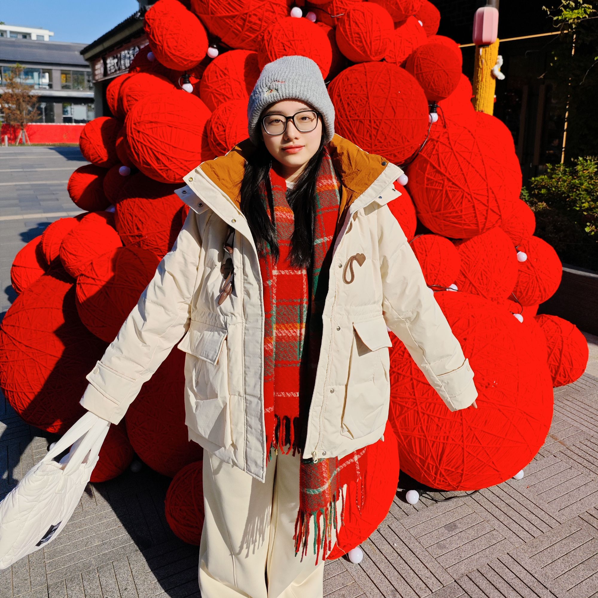 LOV3【保暖羽绒服】爱心扣鸭绒加厚连帽超厚羽绒服设计师大码女装