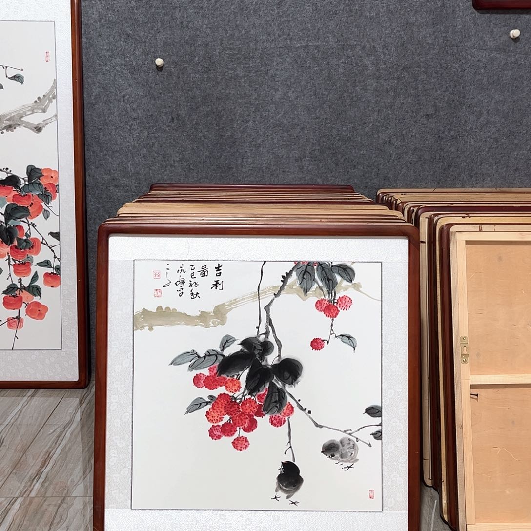 国画书画作品带框63×63