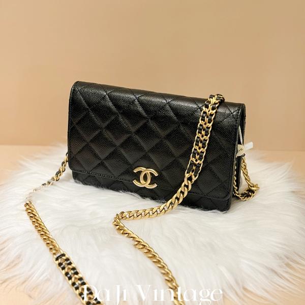 大吉中古/Chanel香奈儿双链条黑金woc斜挎包