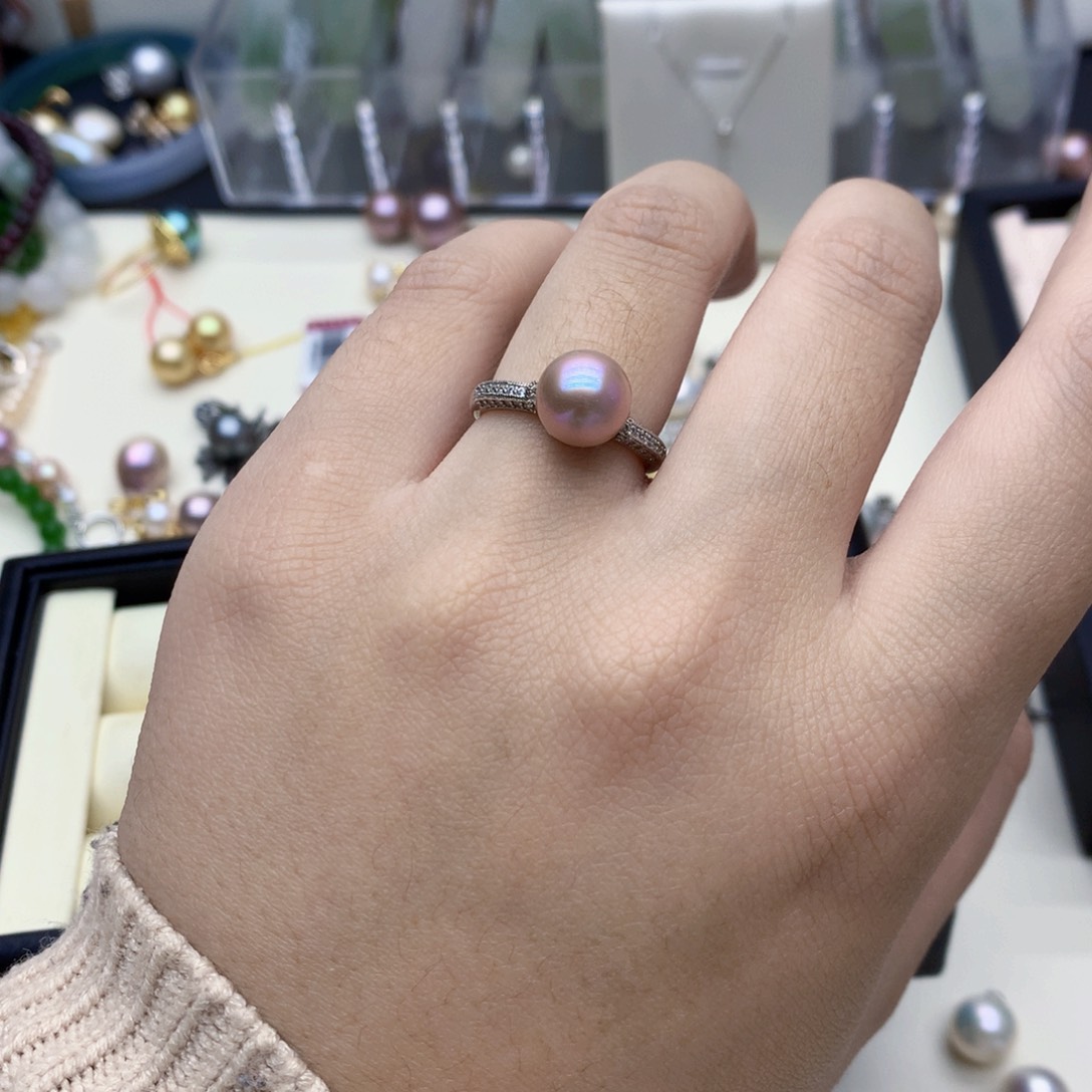 淡水珍珠戒指银S925镶嵌