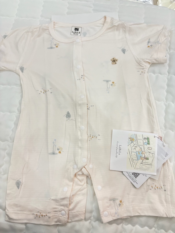 乐比拉兰精莫代尔短袖连体短爬夏季薄款婴儿连体衣透气凉爽。     