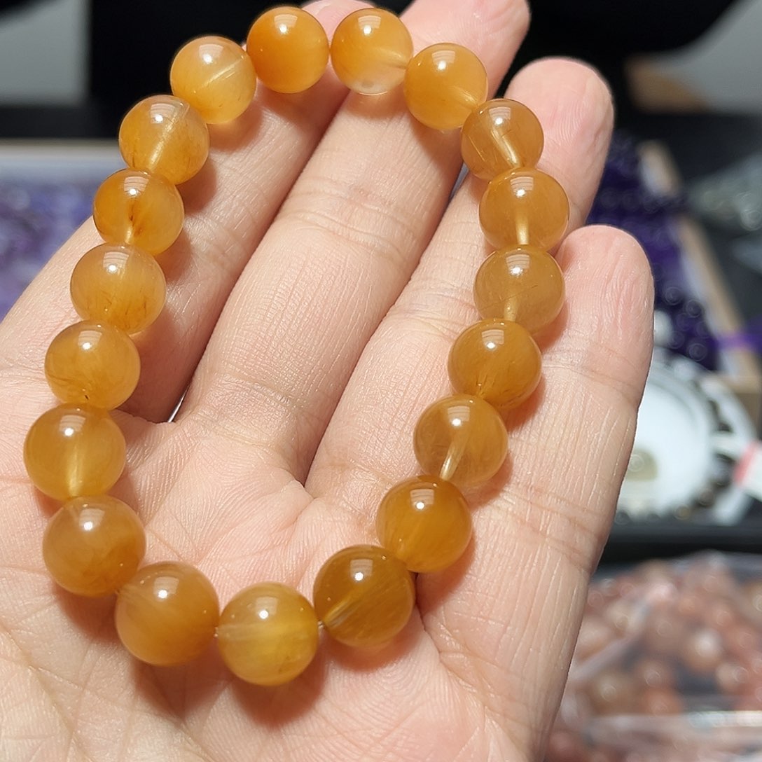 水晶手链未镶嵌高*嘟黄兔毛10.3mm