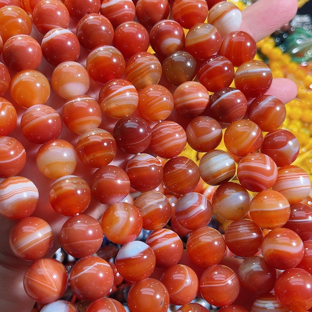 玛瑙/玉髓未镶嵌珠宝半成品A货蚕丝玛瑙一条16mm