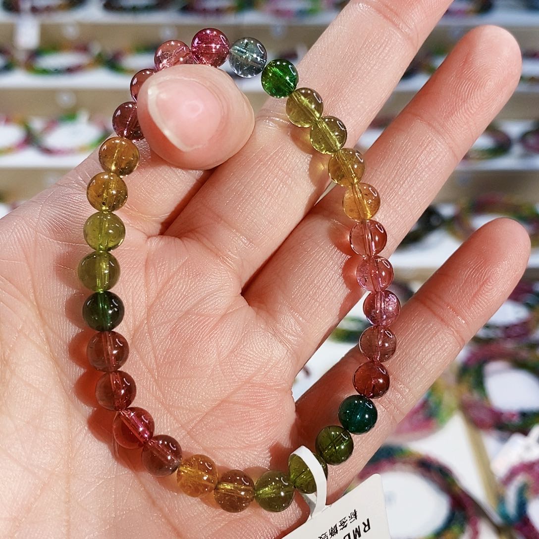 碧玺手链未镶嵌G2376素圈颜色微差