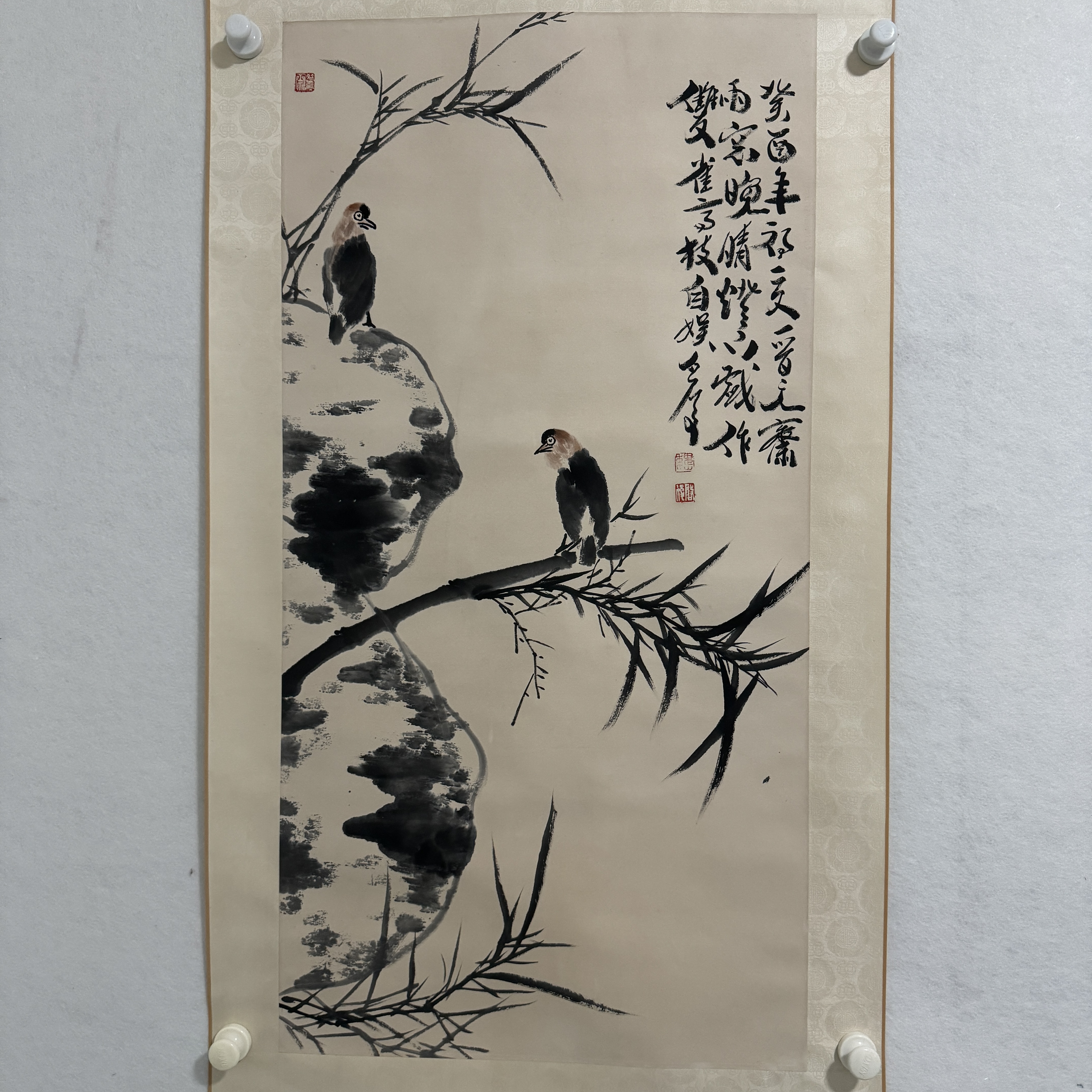 4805 魏启后 花鸟 纸本设色99×50cm