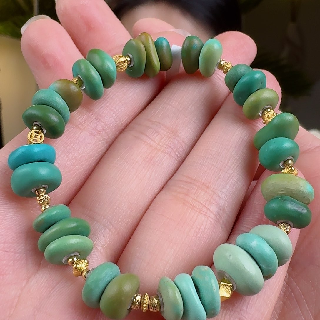 绿松石珠宝奇石18K金镶嵌