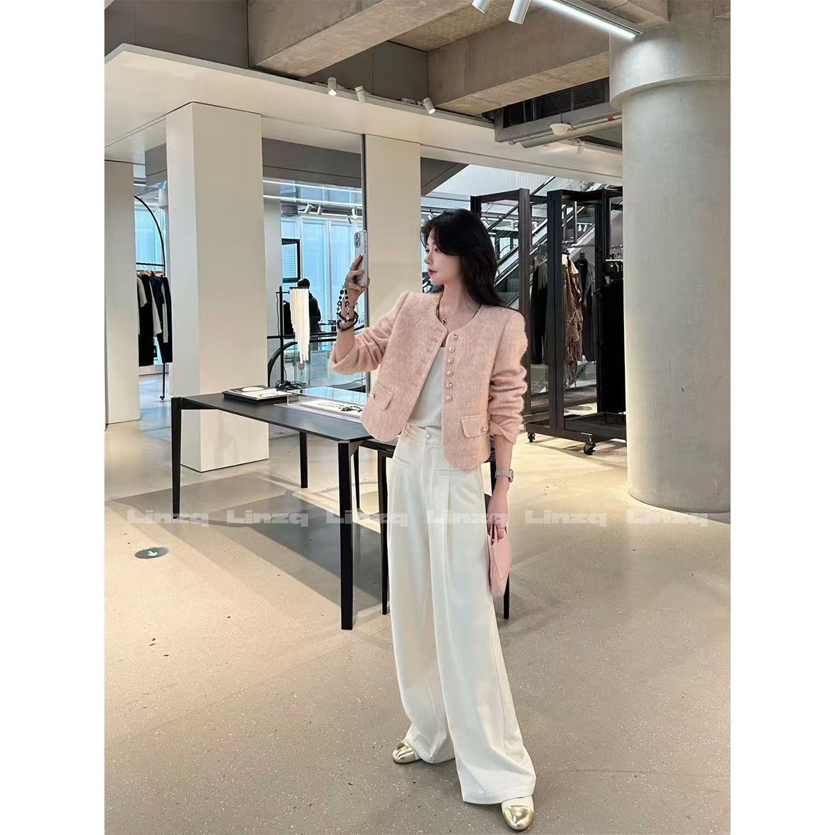 林子秋 【蔷薇物语】羊毛水波纹小香风短外套