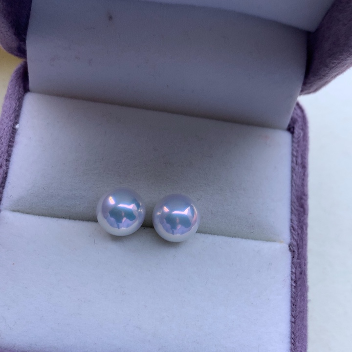 淡水珍珠耳饰18K金镶嵌薇*