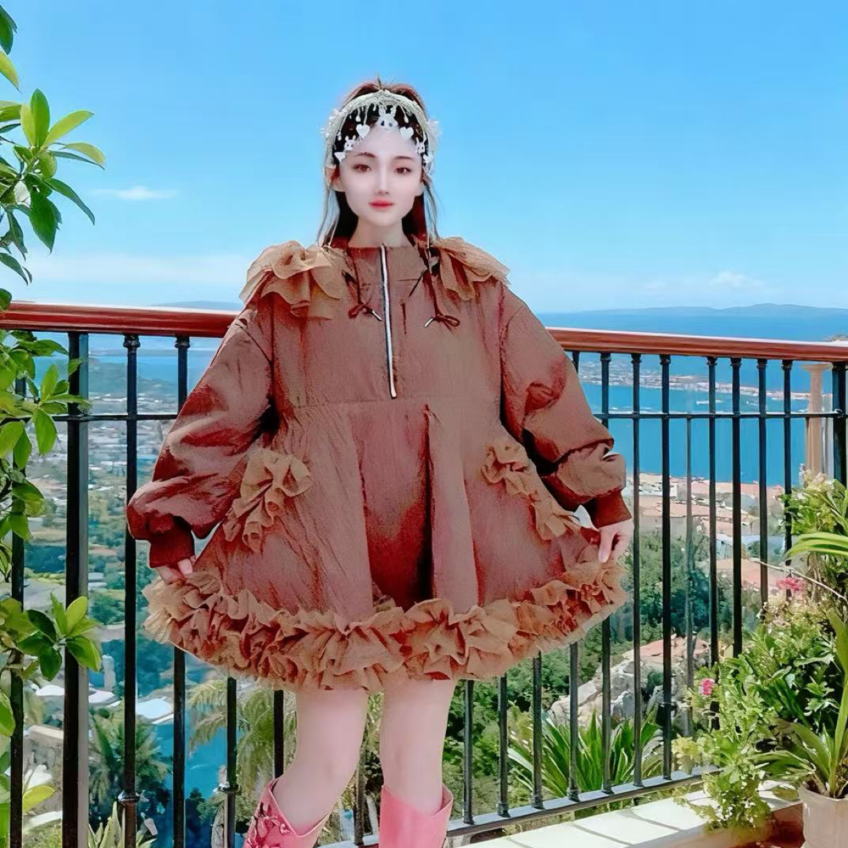 【面条仙仙】3793#冬季新款甜美加棉娃娃连衣裙外套