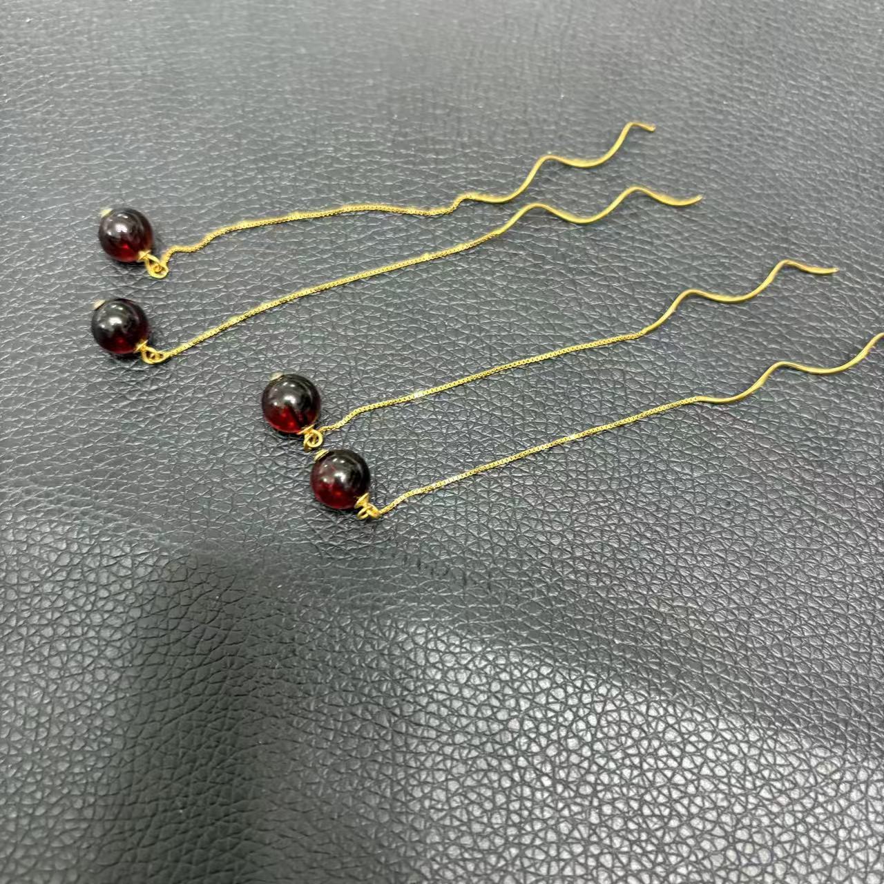 天然血珀耳线-e097-多样性发一对