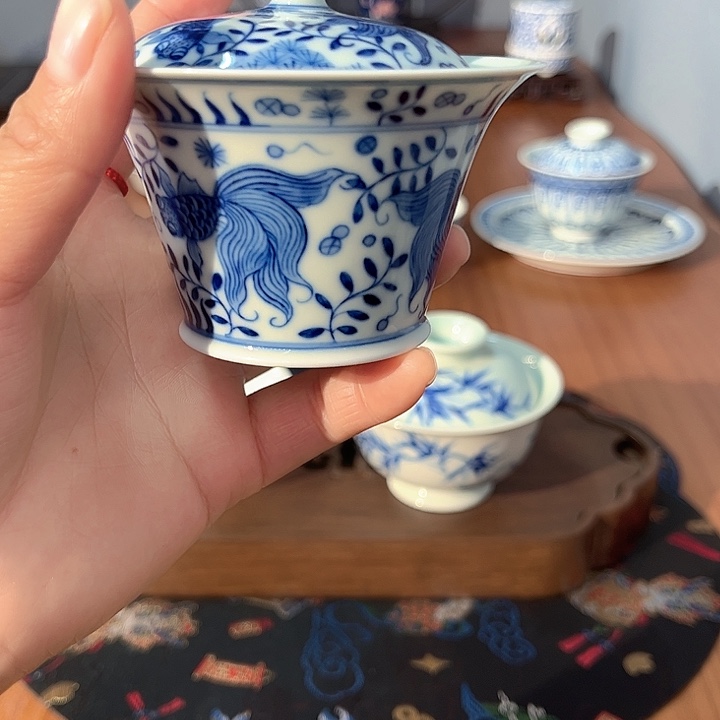 镹曰陶柴窑手工手绘青花