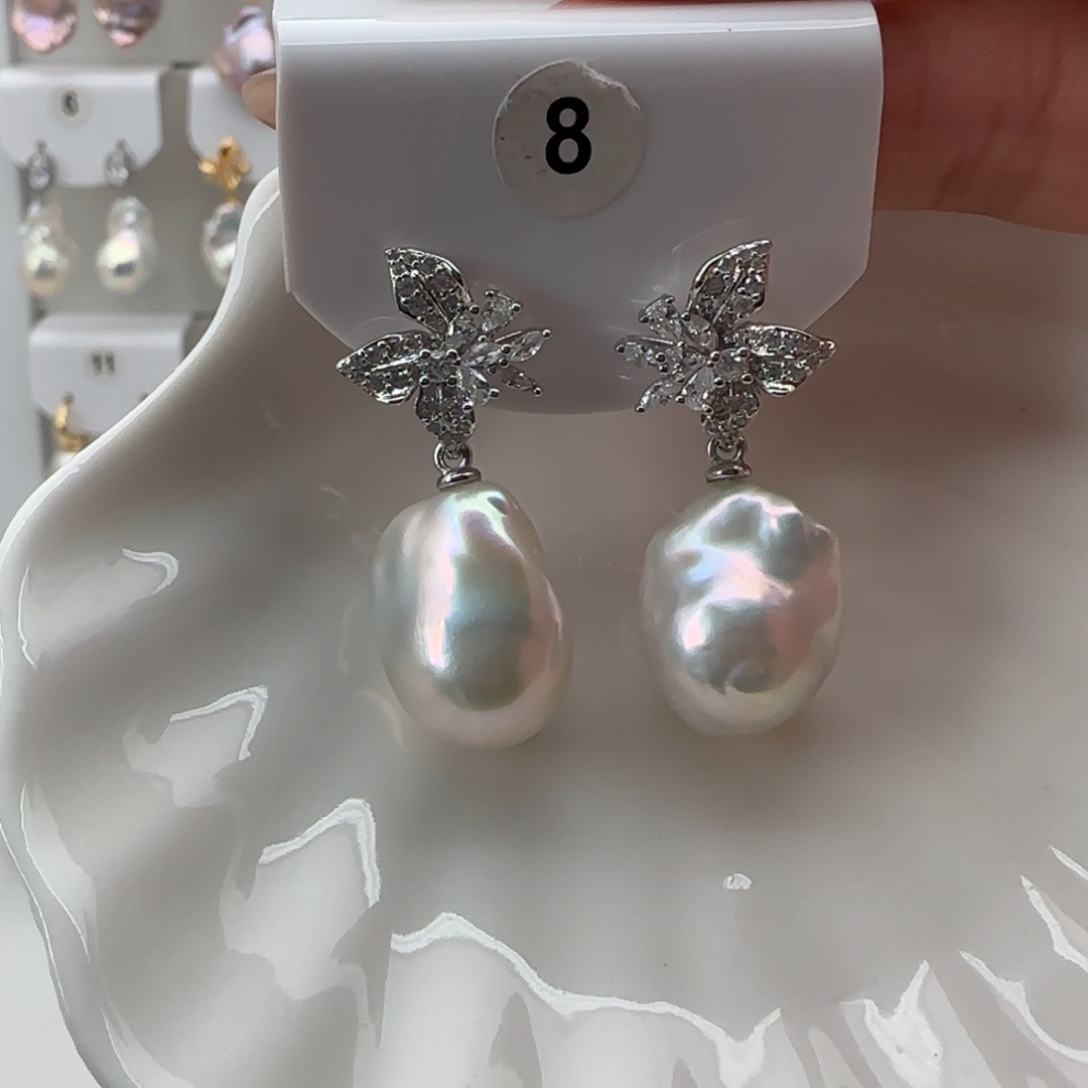 淡水珍珠耳饰银S925镶嵌