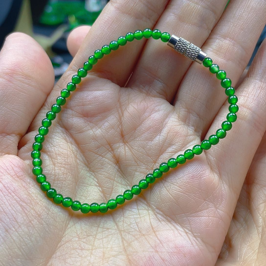 未镶嵌翡翠手链天然A货翡翠辣绿3