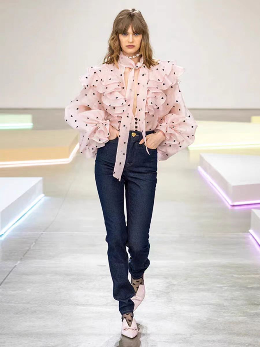 重工爱心25早春法式泡泡袖衬衫