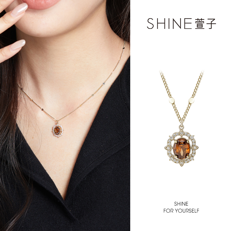 萱子 纯铜项链 萱子精致浪漫项链冰花切高碳钻闪烁迷人优雅【LY】