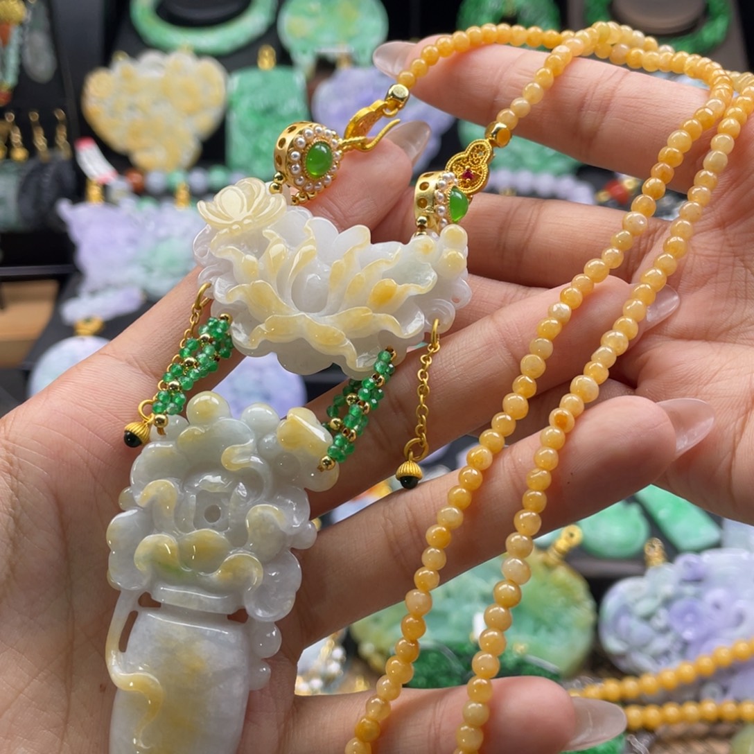 翡翠未镶嵌颈饰代编织