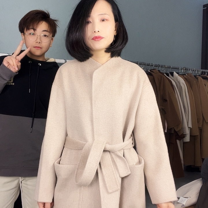 双面呢大衣水波文M码