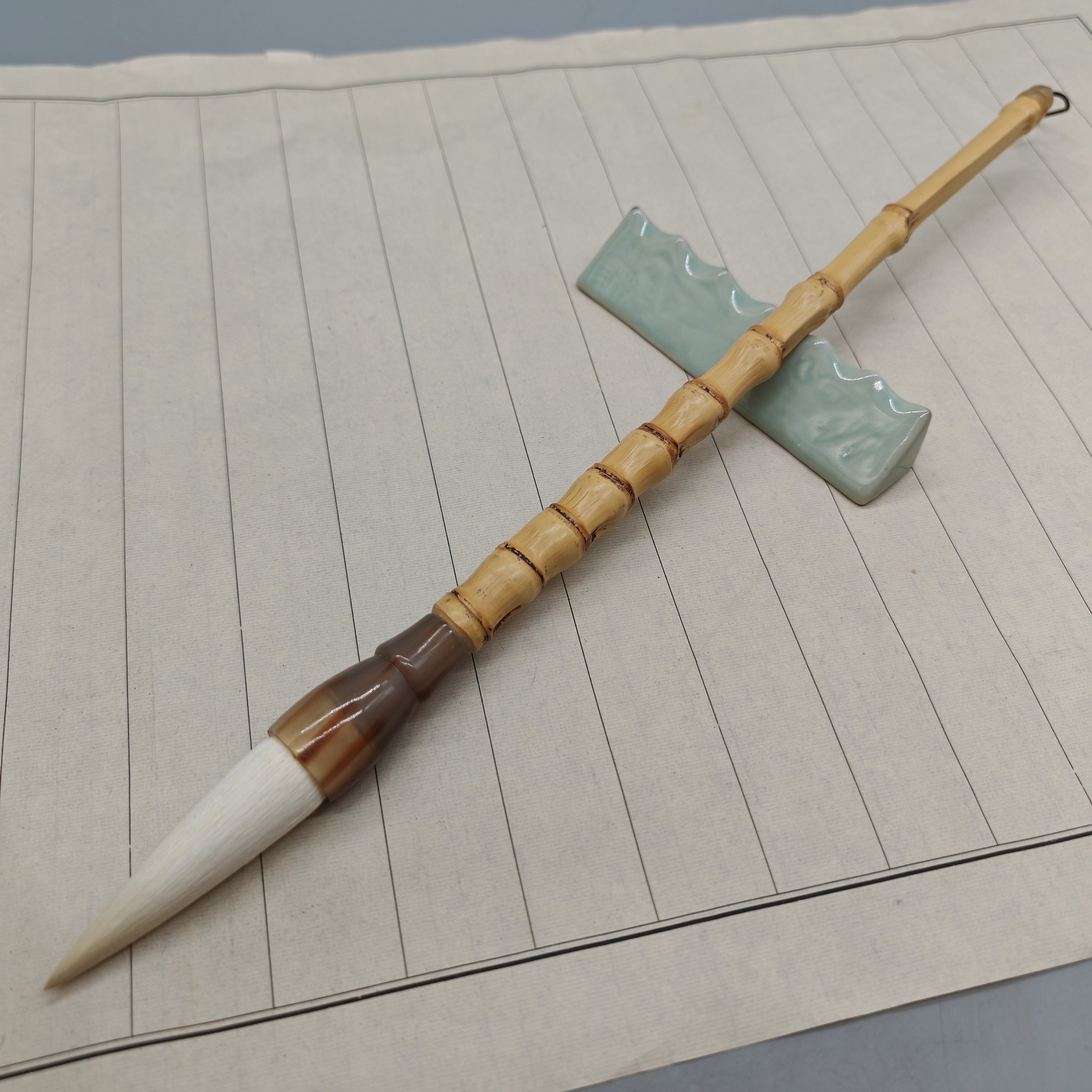 琪轩文房【罗汉竹纯羊毫】出锋7.2cm口径2cm纯羊毫高档专业毛笔书法