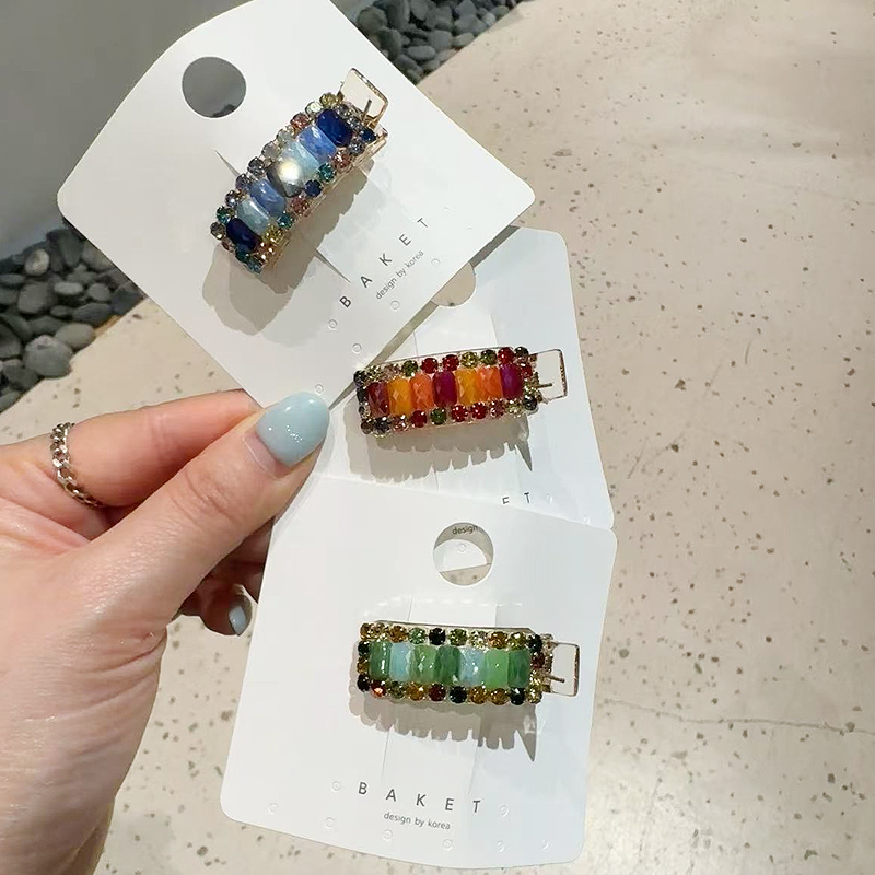 17MART韩国东大门baket欧若风彩色钻发夹刘海夹子鸭嘴头发时尚