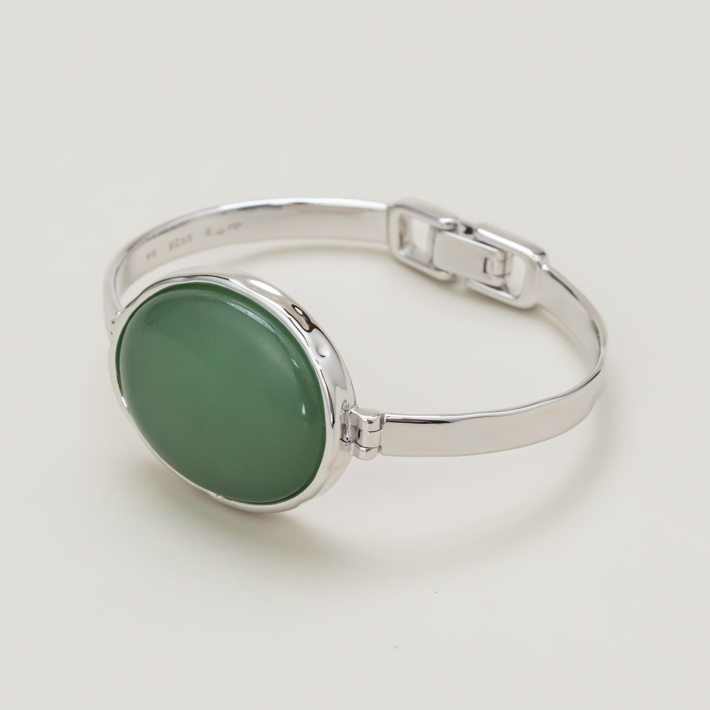 925银手镯 【山巾子·碧山】纯银绿东陵手镯自然矿物会有色差黑点259