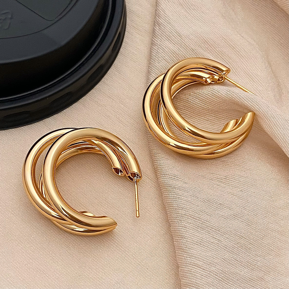 合金耳饰 C形圈圈耳环女ins小众设计气质耳钉高级感网红爆款耳饰