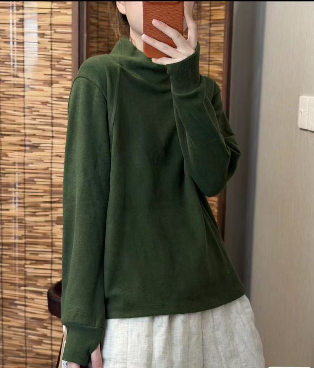 田掌柜 德绒棉质加厚高领简约风打底衫女（衣长65胸围116)