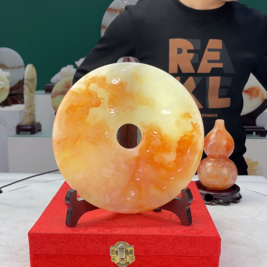 砖雕风*痕18 cm平安扣精美摆件