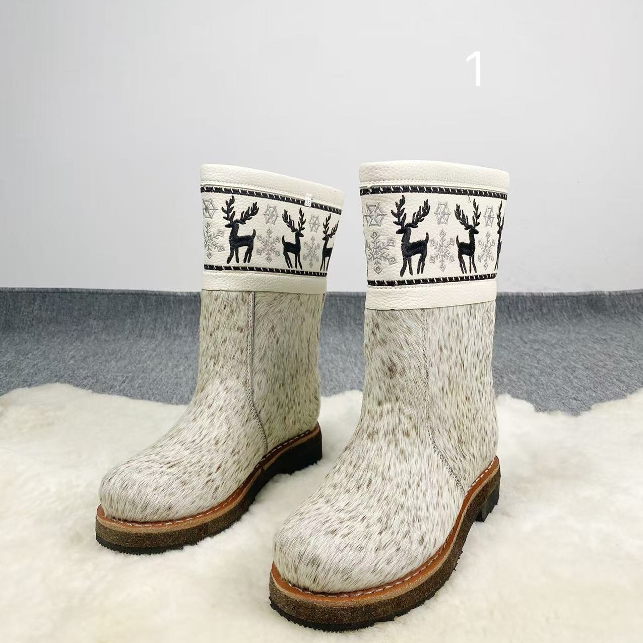 蒙古马毛靴内里羊毛一体防滑毡子底民族风雪地靴雪地棉