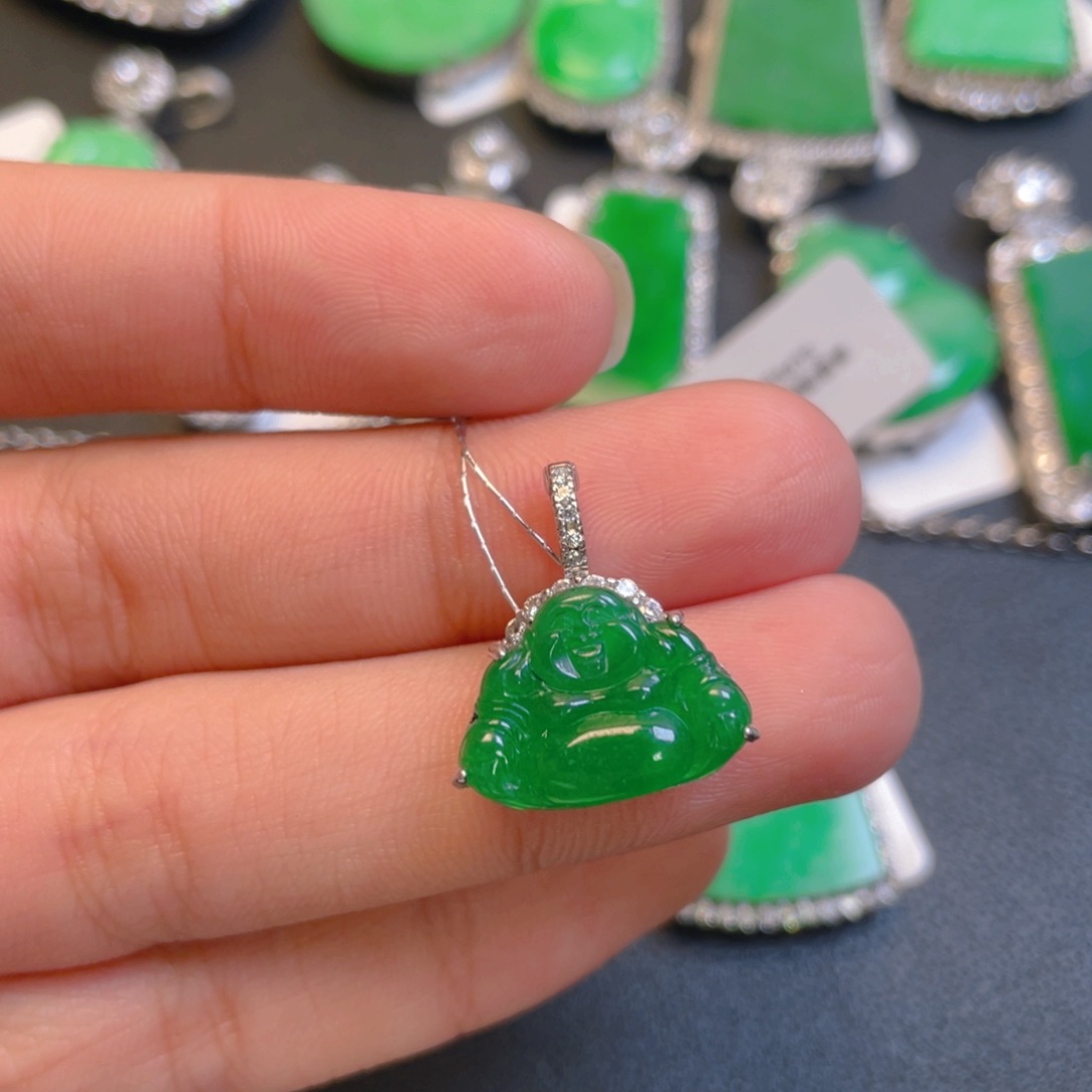 翡翠银S925镶嵌吊坠(不含链)