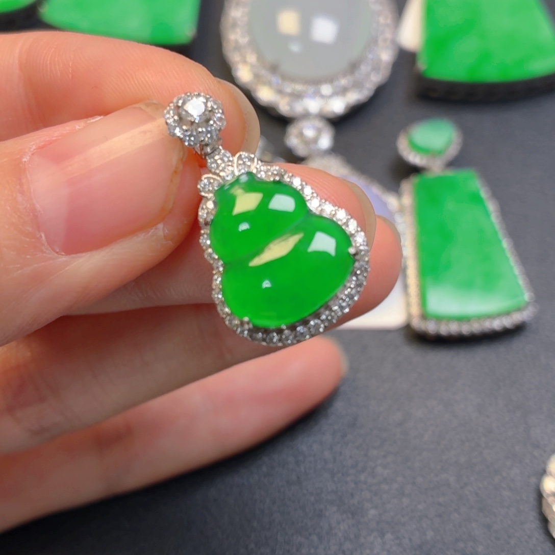 翡翠银S925镶嵌吊坠(不含链)