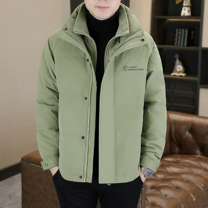 90绒羽绒服男士冬季时尚潮流百搭韩版保暖立领假两件短款羽绒服男