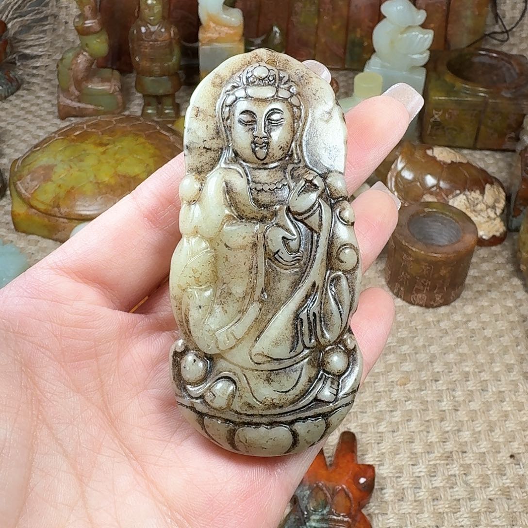 白玉菩提吊坠挂件