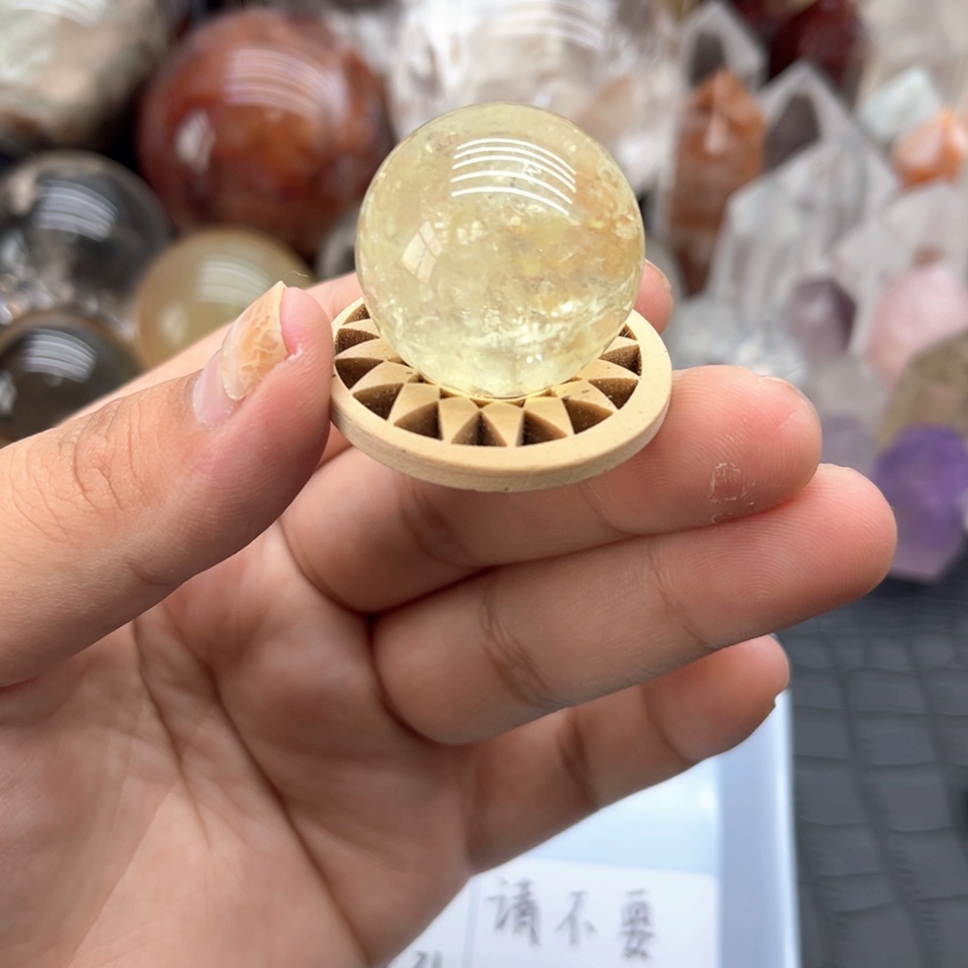 未镶嵌珠宝半成品水晶59 黄水晶球28mm