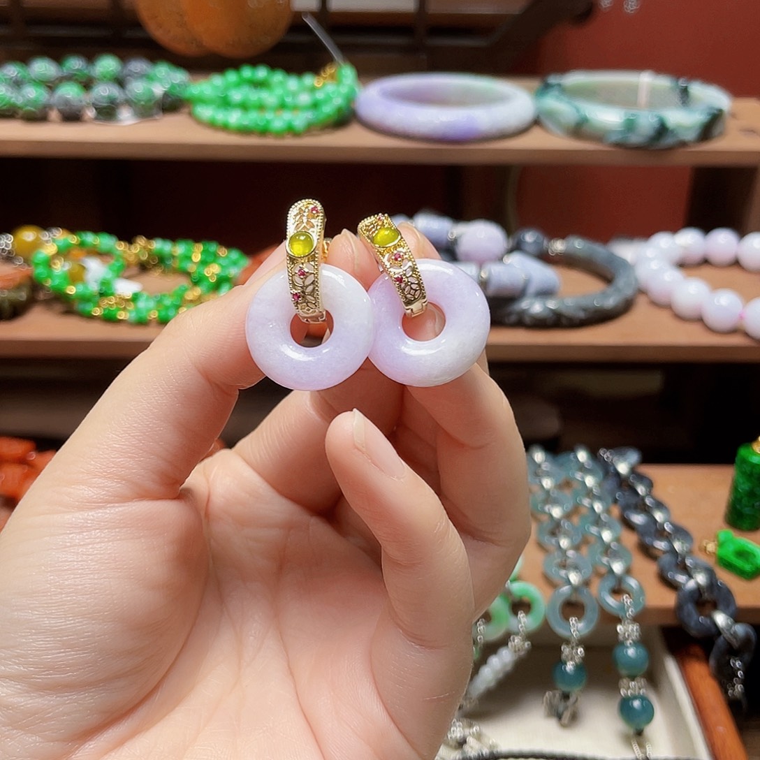 翡翠未镶嵌耳饰饰品