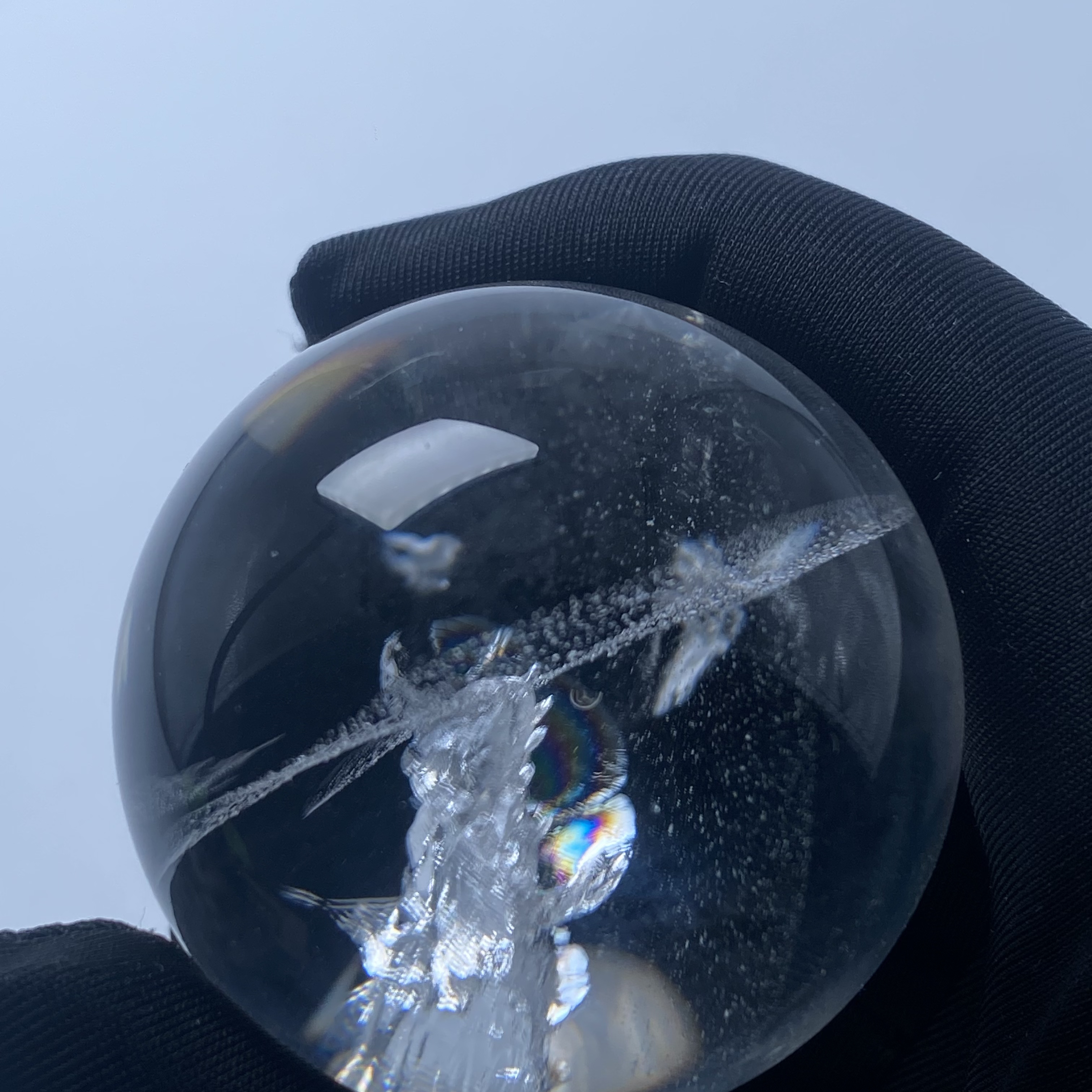 天然水晶球彩虹方解石冰洲石水晶球发晶球水晶球
