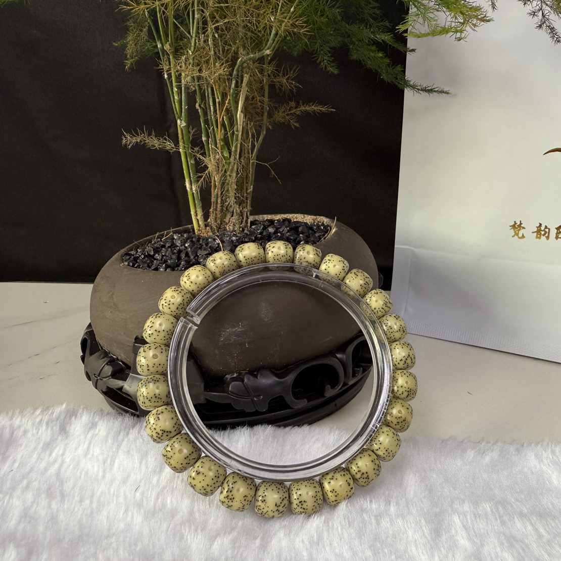 【梵云出品】石玉料星月菩提福利款9×8mm眼留白针尖星