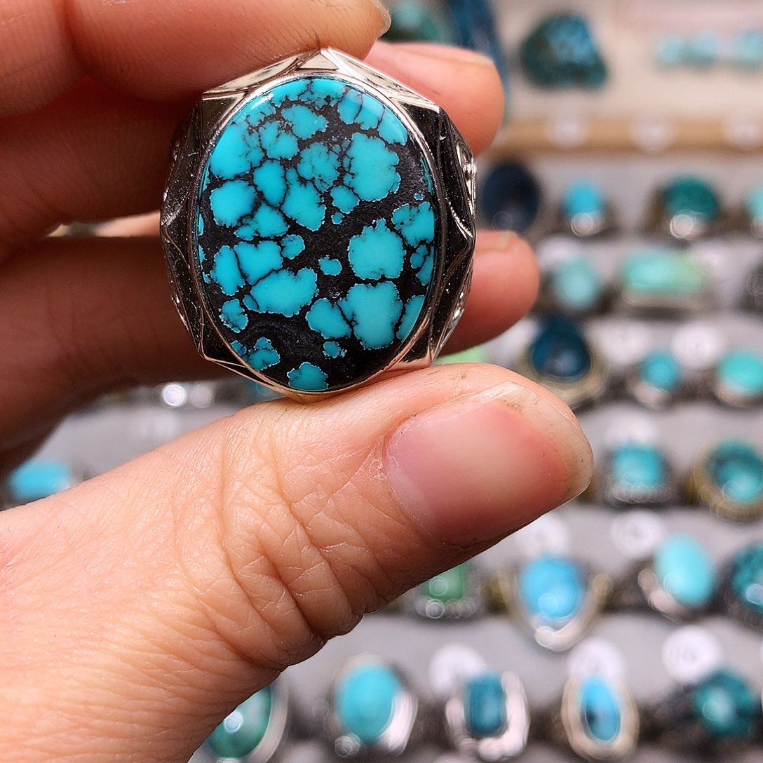 绿松石挂件银S925镶嵌